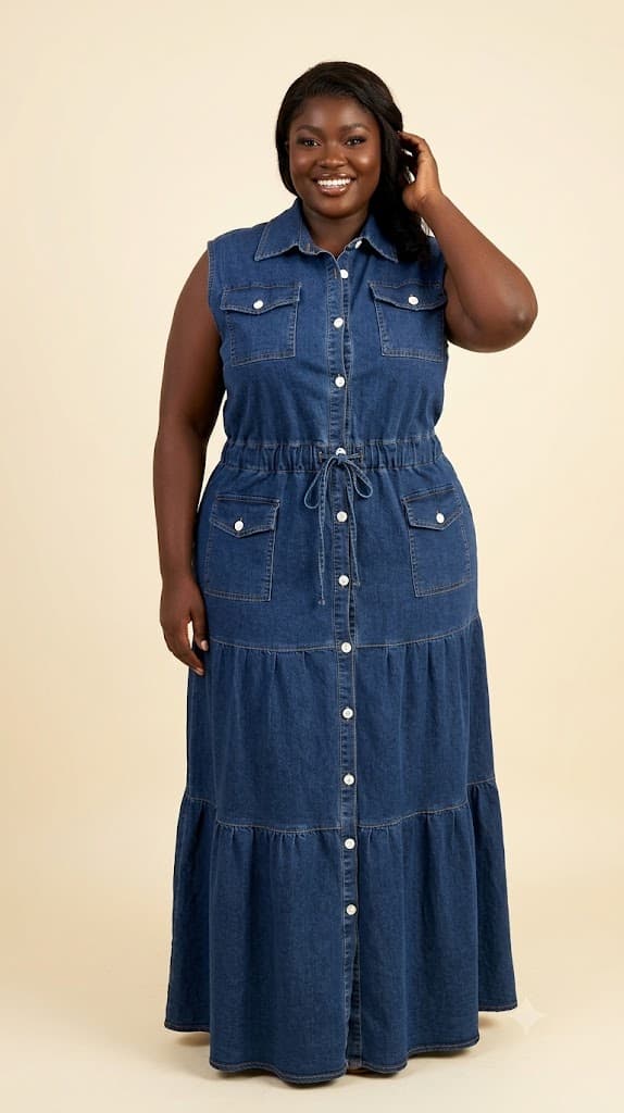 Robe droite en lin col rond