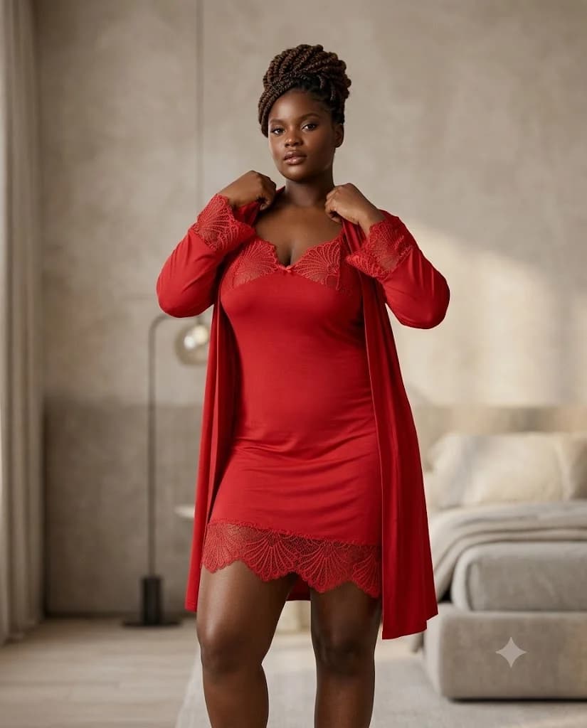 Ensemble Deshabille Nuisette Dentelle Eventail