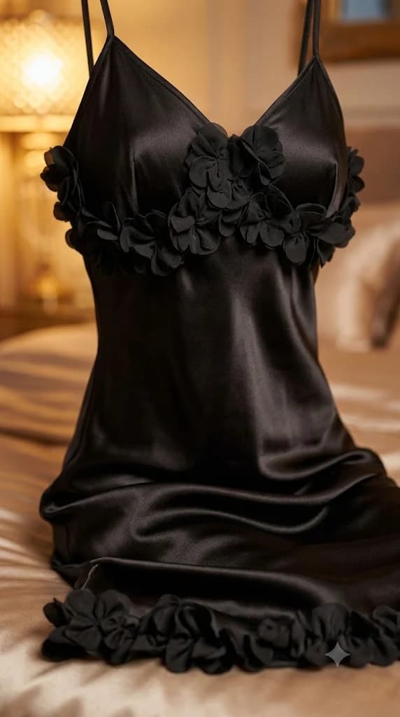 Nuisette Satin Élégance — Volants Pétales