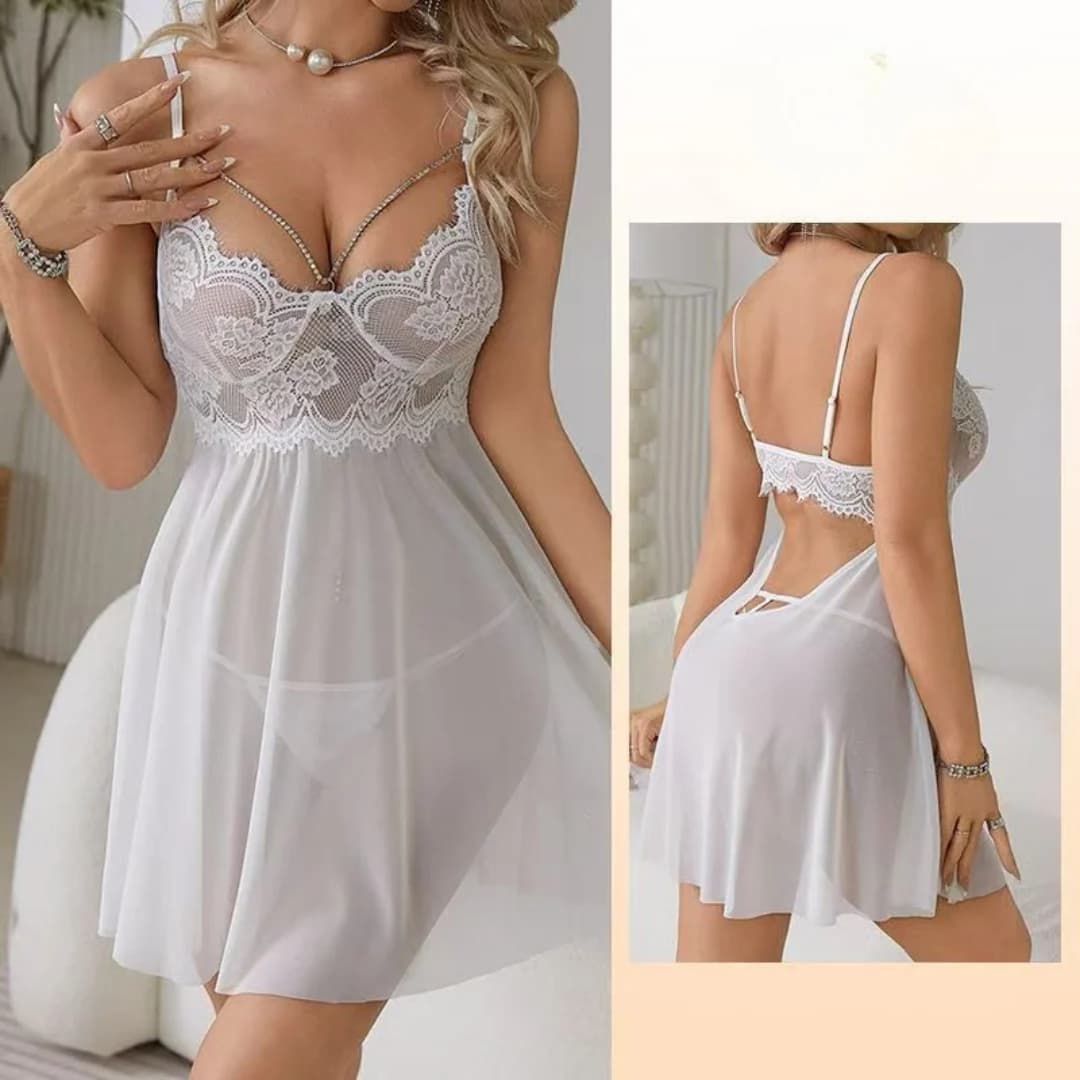 Nuit d'Élégance – Babydoll Romantique Dentelle & Transparence