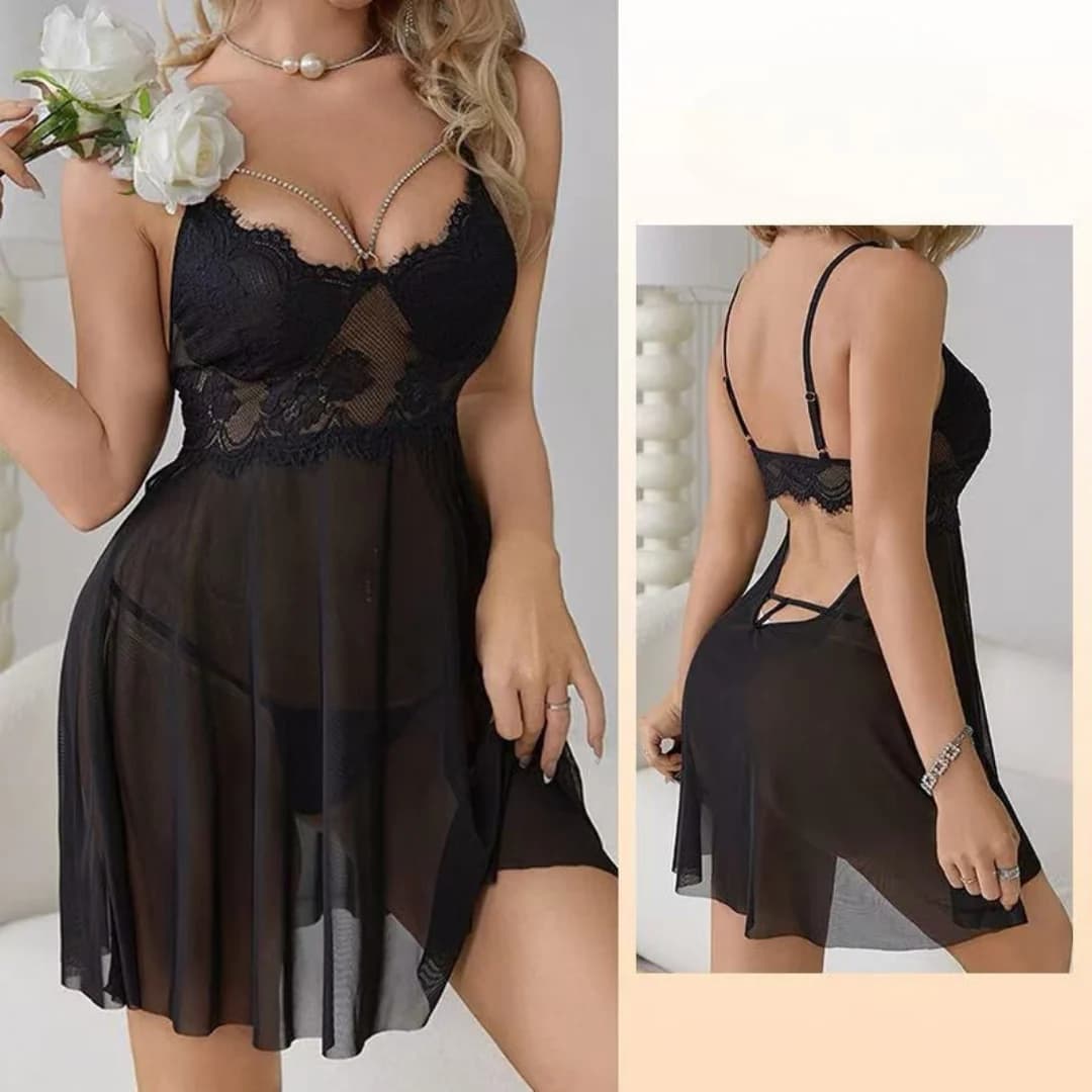 Nuit d'Élégance – Babydoll Romantique Dentelle & Transparence