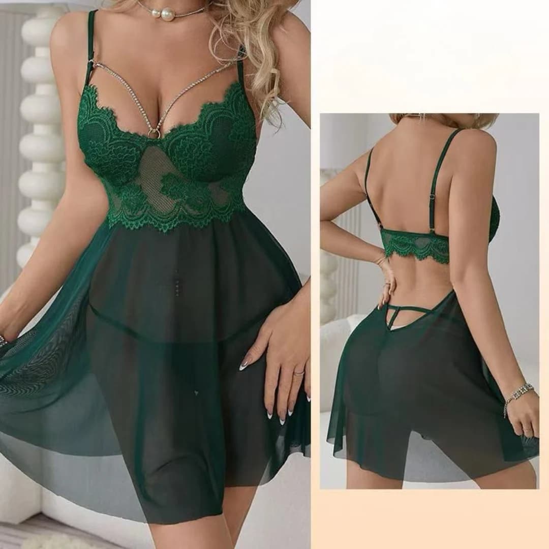 Nuit d'Élégance – Babydoll Romantique Dentelle & Transparence